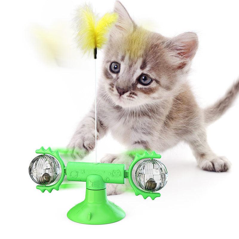 Cat Rotating Windmill Multi-Function Toys Itch Scratching Device Teeth Shining Toy - Purrfect Pets