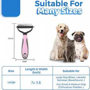 Double Sided Shedding And Dematting Undercoat Rake Hair Removal Comb - Purrfect Pets