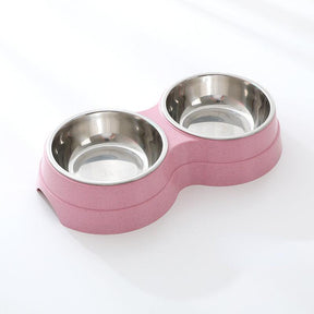 Stainless Steel Double Pet Bowls Dog Food Water Feeder - Purrfect Pets