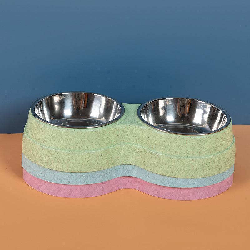 Stainless Steel Double Pet Bowls Dog Food Water Feeder - Purrfect Pets